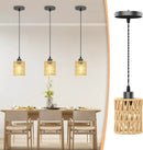 3Packs Boho Rustic Hemp Rope Pendant Light Hand-Woven Rattan Cage Basket Coastal Light Fixture Farmhouse Wicker Hanging Lighting for Kitchen Island Dining Room Bedroom by GreenHaven Gardens