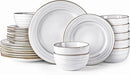GBHOME Ceramic Dinnerware Sets, 24 pcs Embossed Elegant Stoneware Plates and Bowls Sets, Housewarming Wedding Gift | Dishwasher & Microwave Safe | Dishes Set Service for 8 by CozyNest Decor