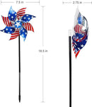 Hausse 10 Pack Reflective Pinwheels Patriotic Decorations, American Flag on Stick Wind Spinner with Stake for Independence Day, Memorial Day July of 4th Party Supplies, Scare Birds Repellent Devices by CozyNest Decor