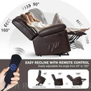 Electric Power Lift Recliner Chair for Elderly with Heat & Massage, Large Breathable Leather Reclining Chairs w/2 Concealed Cup Holders for Seniors Home Living Room,Bedroom,1PC,Brown by CozyNest Decor