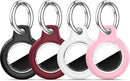 Upgrade Waterproof 4 Pack Airtags Holder with Apple Airtags Keychain, Hard PC Air Tag Case, Anti-Scratch & Shock Air tag Holder, Men's Women's Keyrings & Keychains -Black+Wine Red+White+Pink by TinyTreasures Baby Boutique