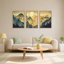 Celestdeco Mountains Forests Framed Canvas Wall Art Set, Abstract Sun Woodland Painting, Boho Scenery Sun Wall Decor, Natural Woodgrain Art Print for Living Room, Bedroom, Dining Room, Office - 16"x24"x3 by CozyNest Decor