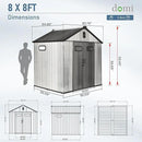 Domi 8x8 FT Outdoor Resin Storage Shed, All-Weather Double-Wall Storage Building for Backyard, Garden, Lawn Tools, Mower, Bike & Pool Equipment, Lockable Doors, Ventilated Roof, Grey by GreenHaven Gardens