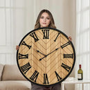 30 Inch Large Wall Clock Farmhouse Style - Brown Silent Non-Ticking Rustic Decor for Living Room, Kitchen, Bedroom by CozyNest Decor