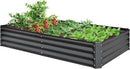 Domi Galvanized Raised Garden Bed, 6x3x1Ft Thickening Metal Planter Box for Vegetables Bottomless for Backyard Outdoor, 1" Deep w/ 128 Gallon Capacity - Dark Gray by GreenHaven Gardens