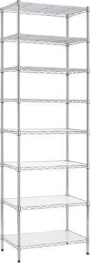 Finnhomy 8-Tier Wire Shelving Unit Adjustable Steel Wire Rack Shelving 8 Shelves Steel Storage Rack or Two 4-Tier Shelving Units with PE mat, Leveling Feet and Safety Device, NSF Certified, Chrome by GreenHaven Gardens