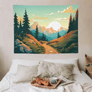 HZOHNAGO Mountain Tapestry Forest Mountain Sunrise Road Pattern Printed Wall Tapestry Wall Hanging for Bedroom Living Room Dorm 40" W x 30" H by CozyNest Decor
