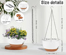2 Pack 12 Inch Large Hanging Planters with Chains Self Watering White Brown Plastic Hanging Pots for Indoor Outdoor Plants, Garden Porch Home Decor，White Brown by CozyNest Decor