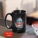Winter Owl Design Coffee Mug - Custom Christmas Animal Black Cup, Personalized Name Themed 11oz 15oz Ceramic Cup for Owl Lovers, Xmas Decorative Gift by CozyNest Decor