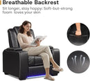 ANJ Power Theater Recliners Set of 3, Electric Home Theater Seating, Black Faux Leather Recliner with Adjustable Headrest, Movie Recliner Theater Chairs with LED,USB, Cup Holders, Hidden Arm Storage by CozyNest Decor