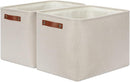DULLEMELO 2-Pack Large Storage Baskets for Organizing 16"x12"x12" Canvas Fabric Storage Basket Bins With Leather Handles for Shelf Clothes Empty Gift Basket (Beige) by TinyTreasures Baby Boutique