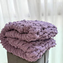 Chunky Knit Blanket Throw 40"×40", Chenille Throw Blankets, Handmade Warm & Cozy Blanket Couch Bed Home Decor, Soft Breathable Fleece Banket, Christmas for Couch Bed Sofa Best Gift (Purple) by CozyNest Decor