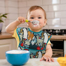 Mess Proof Baby Bib 3 Pack, Waterproof Led Weaning Baby Feeding Bibs with Food Catcher, Travel Feeding Bibs by TinyTreasures Baby Boutique