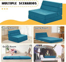jela Foldable Sofa Bed, Convertible Sleeper Lounge Chair Floor Mattress Floor Couch with Backrest, Fold Out Futon with Washable Miss Fabric Cover for Guest Room, Living Room (83"x33",Teal) by CozyNest Decor