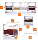 ME.FAN Clear Seasoning Rack Spice Pots - 4 Piece Acrylic Seasoning Box - Storage Container Condiment Jars - Cruet with Cover and Spoon by CozyNest Decor