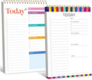 2 To Do List Notepads, Daily Planner Notebook with Tear-off Design, Undated Writing Organizer for Daily Tasks and Goal, Coiled Task Track Checklist Productivity Pad for Office, Classroom, Home, School by TinyTreasures Baby Boutique