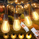 48Ft LED Outdoor String Lights with Dimmer, 15 Edison Bulbs Waterproof Patio String Lights with 4 Brightness Modes Remote Control (Included), Porch Backyard Bistro Decoration by CozyNest Decor