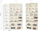 Freegrace Hanging Jewelry Organizer Revolving Hanger - Secure Zipper Closure - 50 Pockets - Foldable Storage & Display Solution - For All Jewelry & Bijoux (Beige)