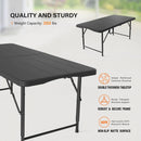 VINGLI 4 FT Plastic Folding Camping Table,3-Level Adjustable Height, Portable in/Outdoor Party Picnic Dining Desk,Off-White Garden Soccer Multipurpose Entertaining Activities, Black by GreenHaven Gardens