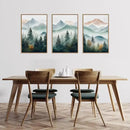 HLNIUC Misty Mountain Forest Framed Wall Art Set,Green Fog Pine Tree Wall Decor,White Foggy Forest Senic Canvas Wall Painting,Fogforest Landscape Art Print for Living Room,Bedroom,Office - 16”x24”x3 by CozyNest Decor