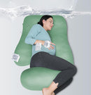 MOON PARK Pregnancy Pillows for Sleeping - U Shaped Full Body Maternity Pillow with Removable Cover - Support for Back, Legs, Belly, HIPS - 57 Inch - Green - Cooling Cover by TinyTreasures Baby Boutique