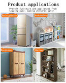 Furniture Anchors 4 Pairs No Drill Heavy Duty Anchors Fridge Lock Adjustable Self-Adhesive Safety Anti Tip Straps for Baby Proofing 220lbs Tension Earthquake Resistant Metal Straps Prevent Falling by TinyTreasures Baby Boutique