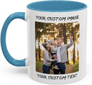Personalized Coffee Cup with Photo, Logo or Text - Custom Both Sides Printed Mug for Him & Her - Unique Customized Gifts with Names - White/Blue by TinyTreasures Baby Boutique