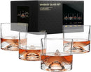 The Peaks Heavy Crystal Whiskey Glasses Gift Set of 4, Thick Freezable Bourbon Glass 1lb Each, Premium Whiskey Gifts for Men, Frozen Crystal Chills Cocktails, 10 oz by CozyNest Decor