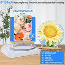 12 Pack 8x10” Canvas Boards and Round Canvas for Painting, Couple Painting Kit with Wood Easel, Acrylic Paint, Paint Brushes Set for Kids Teenagers Adults Date Night Sip and Paint Party by TinyTreasures Baby Boutique