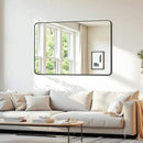 Bathroom Mirror 55" x 36", Large Rectangle Wall Mirror, Black Metal Frame Wall Mounted Mirrors for Bathroom, Vanity, Bedroom, Entryway Decor(Horizontal/Vertical) by CozyNest Decor
