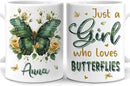 Hyturtle Personalized Floral Butterfly Mug - Butterfly Gifts For Women Lovers - Animal Gift For Bird Lover Her - Bird Gifts For Mom on Mother Day - Custom Name Coffee Cup Ceramic Mug 11 Oz 15 Oz by CozyNest Decor