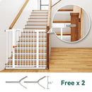 BABELIO 36" Extra Tall Dog Gate, 26-40" Wide Auto Close Baby Gate, Pressure Mounted Metal Pet, Easy Install No Drilling, No Tools Required, With Wall Protectors and Extension Kits, White by TinyTreasures Baby Boutique