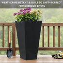 GreenShip 27" Tall Planters, Set of 2 – Black Outdoor Planter for Front Porch & Tall Plants, Weather-Resistant, with Drainage Hole & Rubber Plug (No Plants Included) (Black-2pcs) by CozyNest Decor