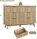 QUW Fluted Dresser for Bedroom with 6 Drawers, 47.2" Wide Modern Chest of Drawers with Metal Handle, Wooden Dresser TV Stand and Closet Clothes Storage Organizer for Living Room, Hallway, Natural Oak by CozyNest Decor