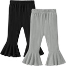 2 Pack Toddler Baby Girl Pants Flare Leggings Ribbed Knit Newborn Bell Bottoms Solid Ruffle Infant Pants for Girls by TinyTreasures Baby Boutique