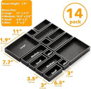 SpaceAid 14-Piece Bamboo Drawer Organizer Storage Boxes Set, Wood Tray Junk Drawer Organizers Multi-Use Divider Bins for Kitchen, Bathroom, Office Desk and Makeup Organization (14 Pack, Black) by CozyNest Decor