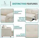 Naomi Home L-Shaped Reversible Sectional Sofa with Pull-Out Sleeper Bed and Storage Chaise, Cream Velvet