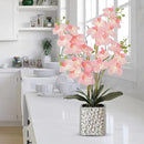 Orchid Artificial Flowers with Sliver Vase Large Silk Faux Phalaenopsis Flowers for Dining Room Table Floral Centerpieces Indoor Decoration,Pink by CozyNest Decor