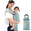 Mamaway Baby Ring Sling Carrier - Newborn and Toddler Sling (Supports up to 165lbs), IHDI Certified, Rayon & Linen Made, Soft & Breathable, Nylon 66 Safety Rings, Storage Pocket Design, Blue by TinyTreasures Baby Boutique