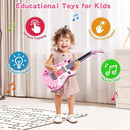 M SANMERSEN Kids Guitar for Girl Music Toy Electric Pink Guitars with Strap for Kid Toddler Musical Instrument Toys for 3 4 5 Year Old Girls Gifts by TinyTreasures Baby Boutique