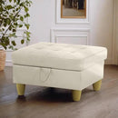 Ottoman Rectangular Storage Ottoman Bench, Faux Leather Footrest, Coffee Table, Stool Footstool with Hinged Lid for Living Room, Bedroom, Entryway, White, 35"x23.5"x17.5" by CozyNest Decor