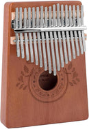 Kalimba Thumb Piano 17 Keys Instrument: Portable Mbira Finger Pianos Musical Gifts for Kids Adults Beginners - Mahogany Wood Handheld Piano with Tune Hammer, Music Book by TinyTreasures Baby Boutique