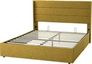 Allewie Full Size Lift Up Storage Bed, Modern Wingback Headboard, Hydraulic Support, No Box Spring Needed, Olive Yellow by CozyNest Decor