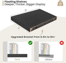 Heimlove 12 Inch Deep Floating Shelves, 16 x 12 inches Long Wall Shelf, Large Extra Display Shelf & Storage Shelf, Rustic Wood Wall Shelves for Fireplace Mantel, Black - 2Pack by CozyNest Decor