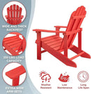 Psilvam Classic Adirondack Chair, Standard-Sized Poly Lumber Fire Pit Chair, 350Lbs Support Weather Resistant Patio Chairs for Garden, Party, Beach(Red) by GreenHaven Gardens