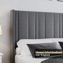 HOMBCK Queen Bed Frame Upholstered Bed with Velvet Headboard & Footboard, Vertical Channel Tufted Design/Wooden Slats/Noise Free/No Box Spring Needed/Easy Assembly, Grey by CozyNest Decor