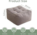HIGOGOGO Square Stuffed Pouf Ottoman, Corduroy Poufs with Foam Chunk Filling, Furry and Fluffy Pouf Foot Stool Storage Ottoman, 25.6 X 25.6 Floor Poufs Foot Rest for Living Room, Grey by CozyNest Decor