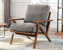 HNY Mid Century Arm Chair, Upholstered Accent Armchair with Wood Frame and Canvas Cushions, Leisure Reading Chair Slipper Chair for Living Room, Bedroom, Gray by CozyNest Decor