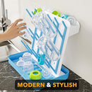 SpaceAid Baby Bottle Drying Rack with 20 Hooks, Space Saving Kitchen Bottles Rack Dryer, Vertical Baby Bottle Holder Organizer for Countertop Storage Accessories (White and Blue) by TinyTreasures Baby Boutique