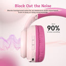 Active Noise Cancelling Headphones for Kids, 60H Playtime, Wireless Bluetooth Over-Ear Blue Headset Built-in Microphone for Home/School/Travel/Party - Includes Portable Case (Pink) by TinyTreasures Baby Boutique